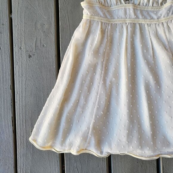 NBD Isaac Mini Dress Plunge Neck Swiss Dot Sleeveless Fit & Flare Cream Size XS - Picture 7 of 9